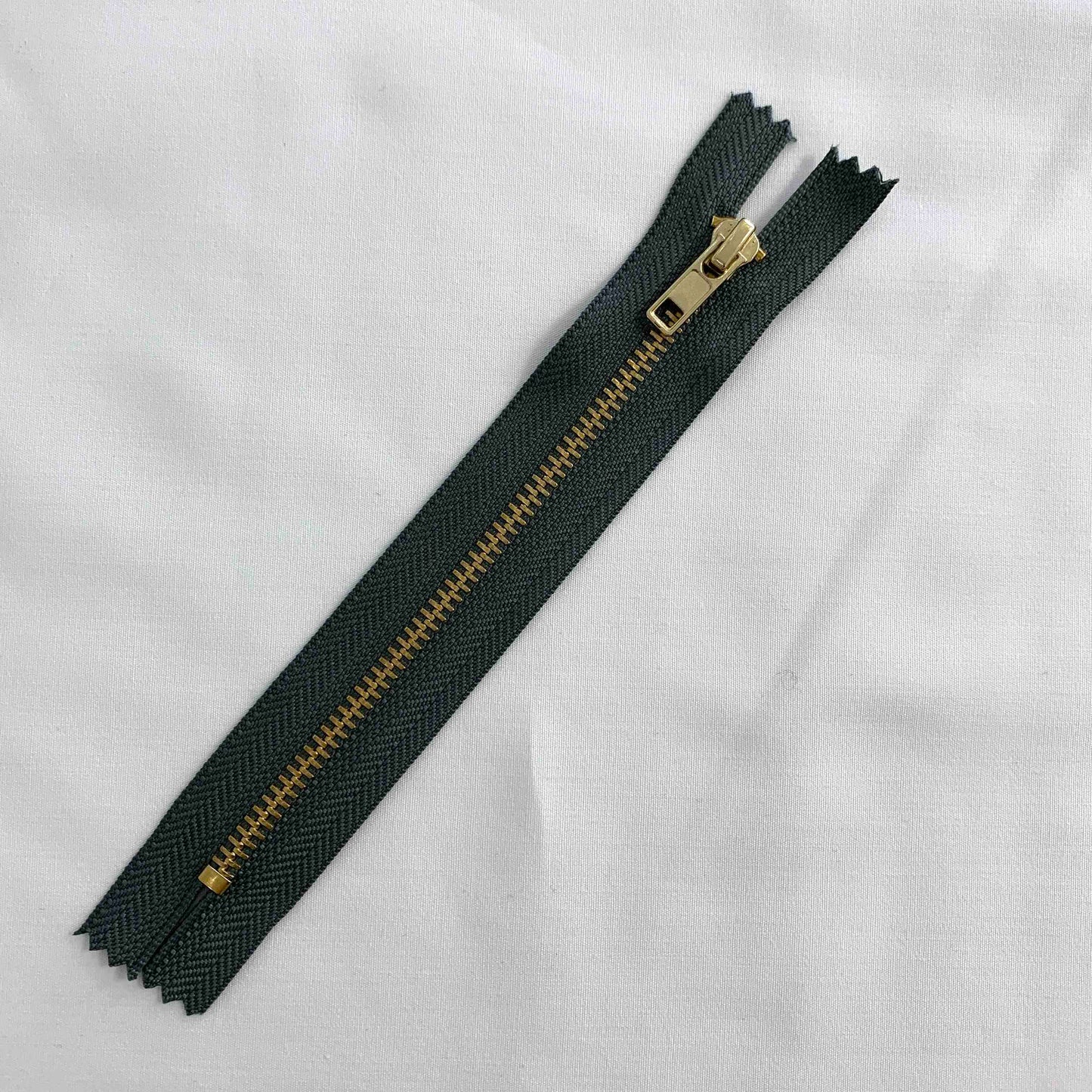 14 cm Reißverschluss metall messing grau