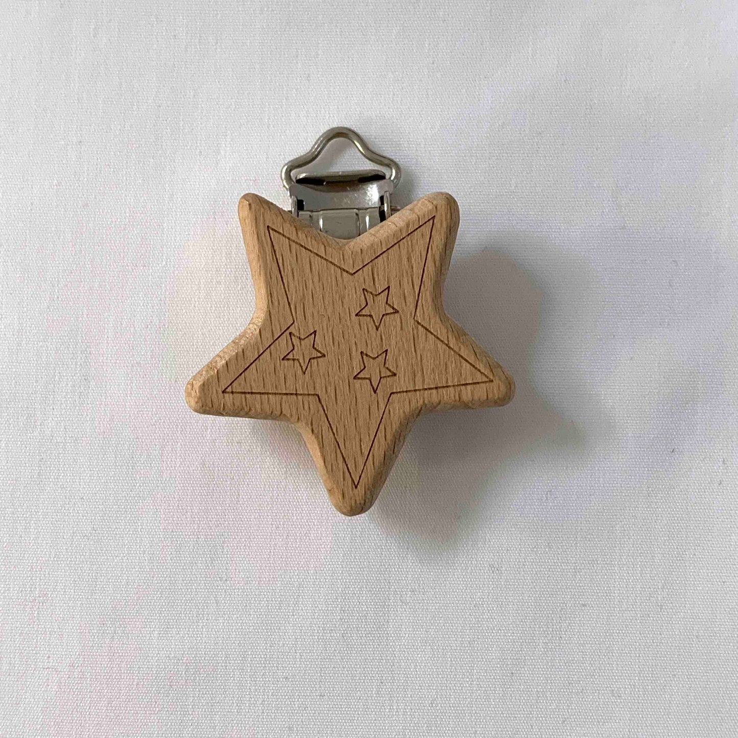 Schnullerclip Holz Stern