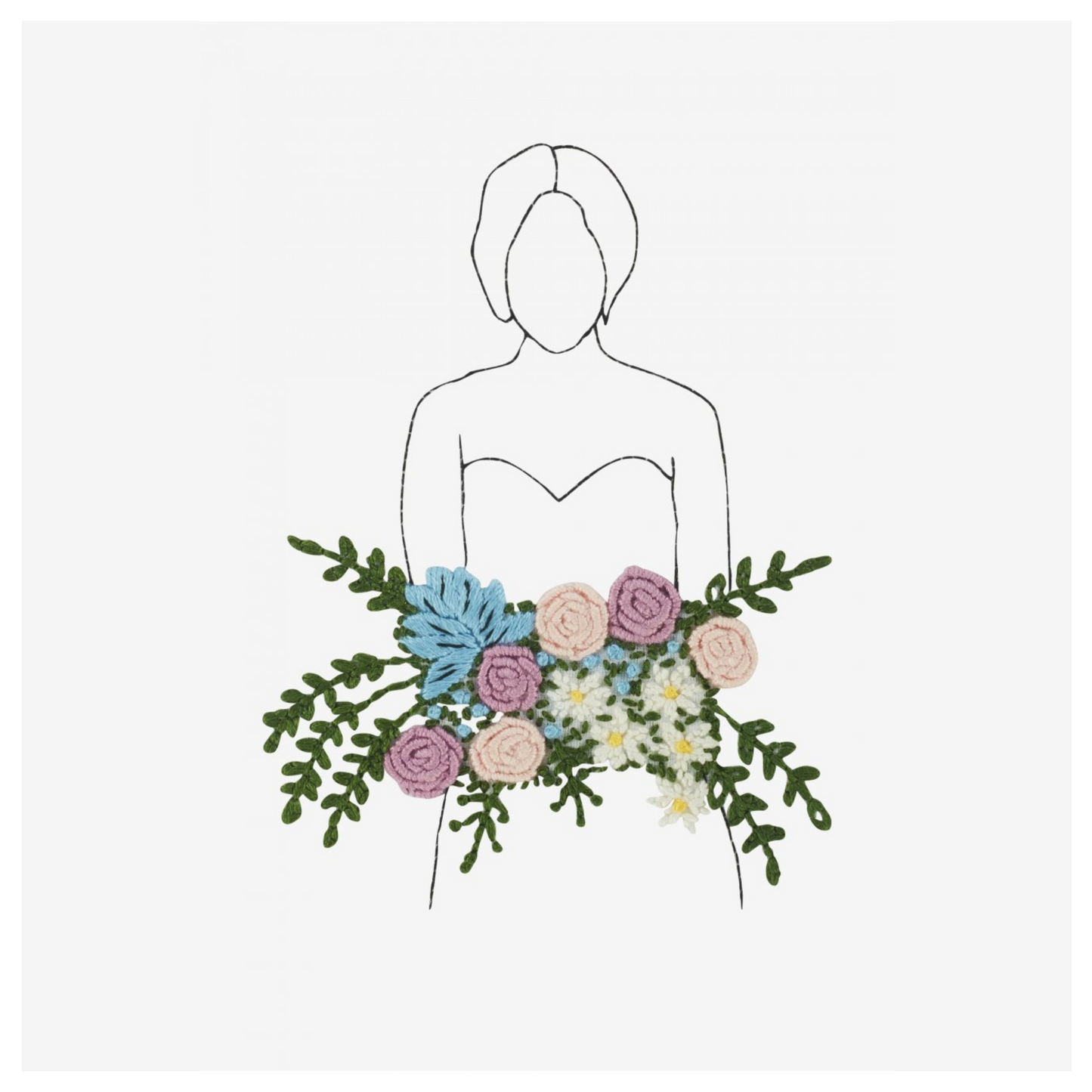 DIY-Stickset Frau mit Blumenstrauß