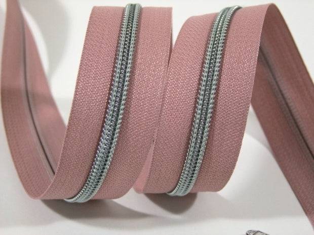 Endlosreißverschluss Metallisiert 6 mm rosa/silber