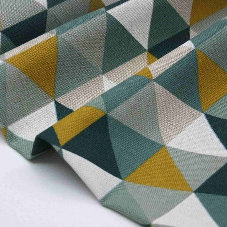 Linenlook Half Panama Premium Geometric Tile grün/gelb