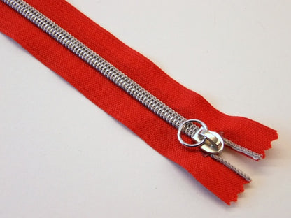 Metallisierter Reißverschluss 20 cm rot/silber