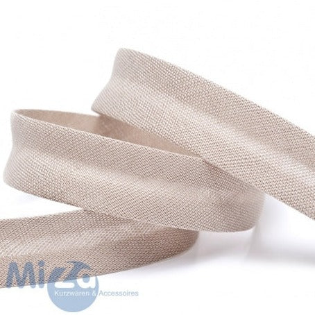 MiZa Schrägband Leinen Uni 18 mm beige