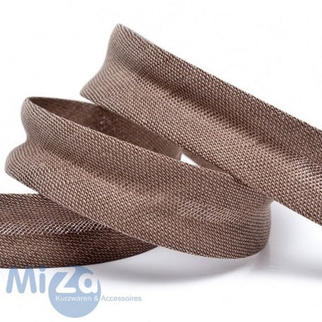 MiZa Schrägband Leinen Uni 18 mm marron