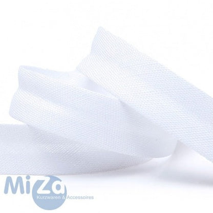 MiZa Schrägband Leinen Uni 18 mm weiß