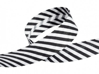 Schrägband Querstreifen 18 mm schwarz/weiß